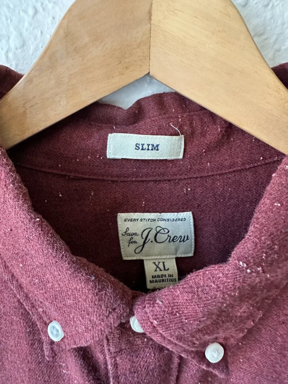 J.Crew Burgundy Flecked Slim Oxford Shirt, Sz XL